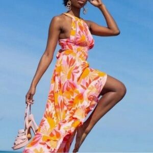ATL Abel the Label Anthro Charlie Floral Halter Maxi Dress, Small